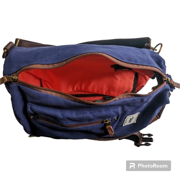 ANVÄNDA A Great Freakin Bag Blue Canvas Vegan Leather Padding Multi Purpose Use - Picture 3 of 16